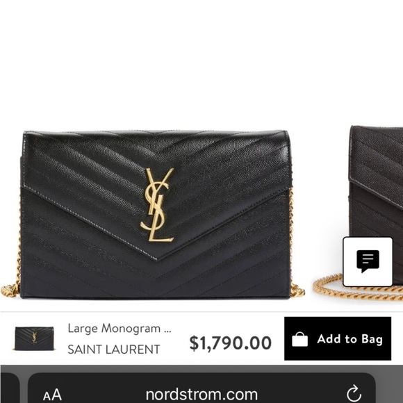 Selling a Black Saint Laurent Large Monogram Quilted Leather Wallet on a Chain - Picture 12 of 13